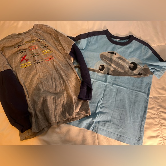 Hanna Andersson Airplane Big Boys short Sleeve and Long Sleeve tee - Picture 1 of 3